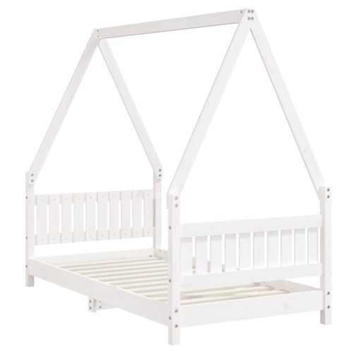 Cadre de lit pour enfant blanc 80x160 cm bois de pin massif - Photo n°3; ?>