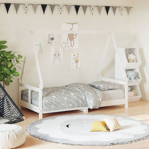 Cadre de lit pour enfant blanc 80x160 cm bois de pin massif - Photo n°2; ?>