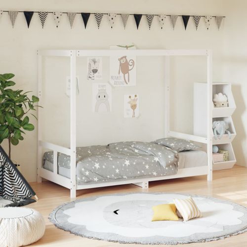 Cadre de lit pour enfant blanc 80x160 cm bois de pin massif - Photo n°2; ?>