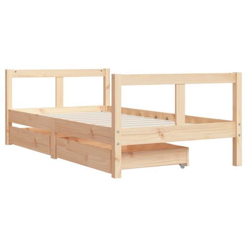 Cadre de lit pour enfant et tiroirs 80x160cm bois de pin massif - Photo n°3; ?>