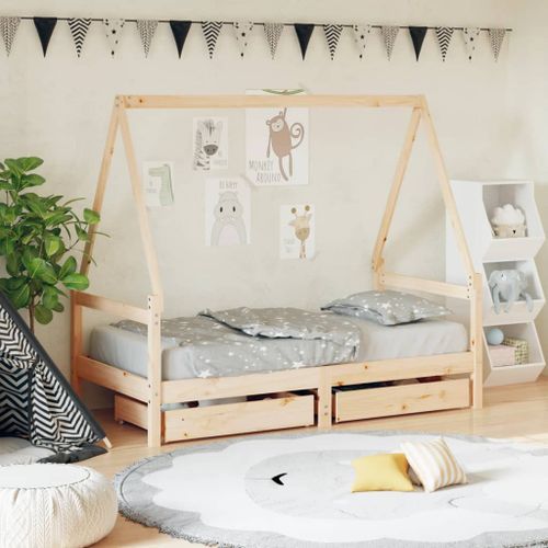 Cadre de lit pour enfant et tiroirs 80x160cm bois de pin massif - Photo n°2; ?>