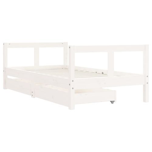 Cadre de lit pour enfant tiroirs blanc 80x160cm bois pin massif - Photo n°3; ?>