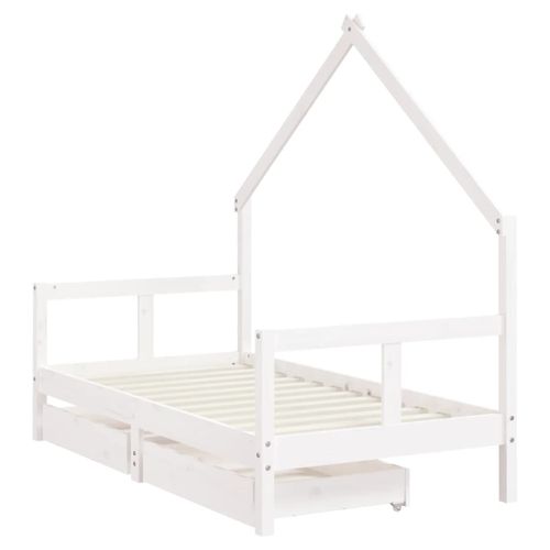 Cadre de lit pour enfant tiroirs blanc 80x160cm bois pin massif - Photo n°3; ?>