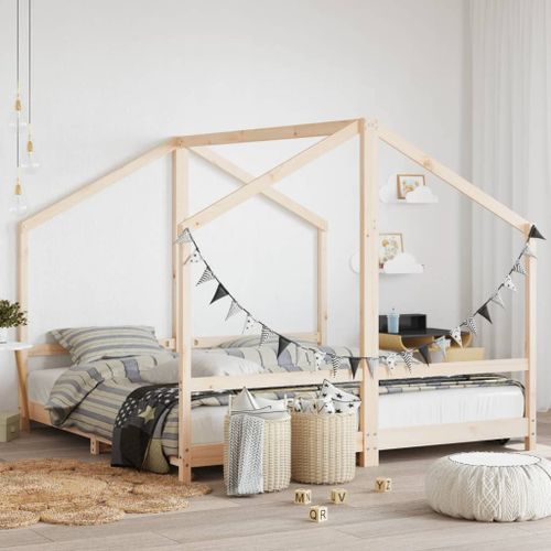 Cadre de lit pour enfants 2x(90x190) cm bois de pin massif - Photo n°2; ?>