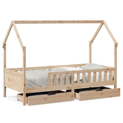 Cadre de lit pour enfants avec tiroirs 80x200cm bois pin massif - Photo n°2; ?>