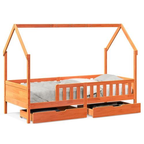 Cadre de lit pour enfants avec tiroirs 80x200cm bois pin massif - Photo n°2; ?>