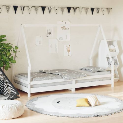 Cadre de lit pour enfants blanc 80x200 cm bois de pin massif - Photo n°2; ?>