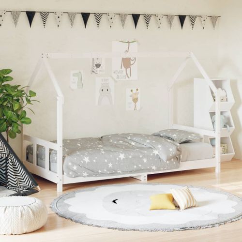 Cadre de lit pour enfants blanc 90x190 cm bois de pin massif - Photo n°2; ?>