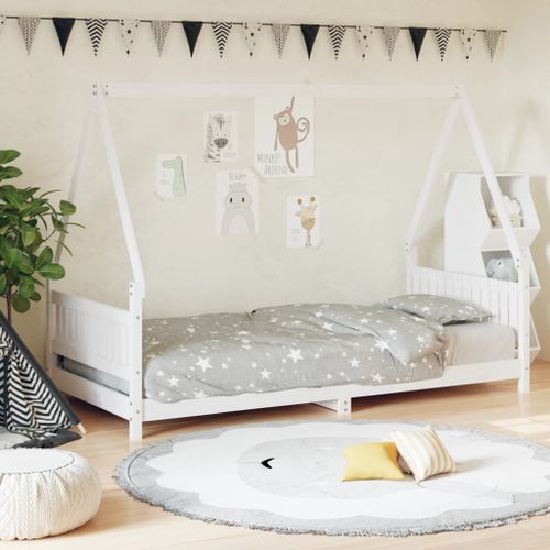 Cadre de lit pour enfants blanc 90x190 cm bois de pin massif - Photo n°2; ?>