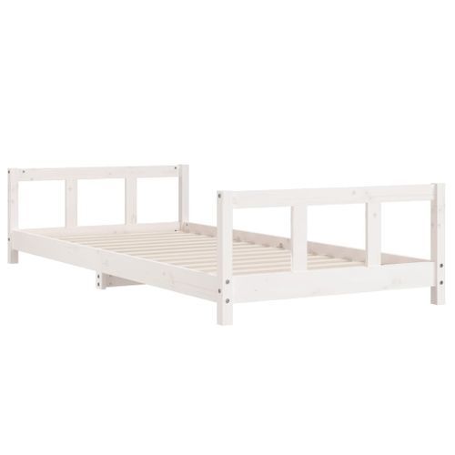 Cadre de lit pour enfants blanc 90x190 cm bois de pin massif - Photo n°3; ?>