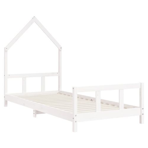 Cadre de lit pour enfants blanc 90x200 cm bois de pin massif - Photo n°3; ?>