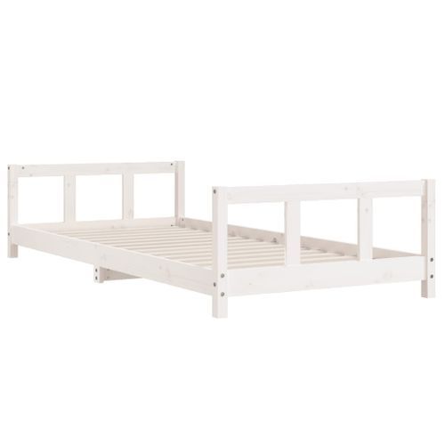 Cadre de lit pour enfants blanc 90x200 cm bois de pin massif - Photo n°3; ?>