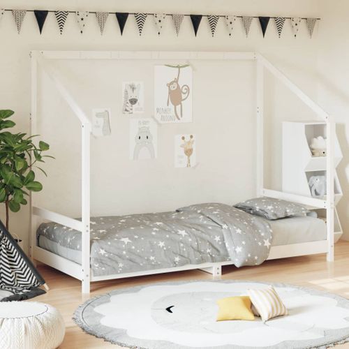 Cadre de lit pour enfants blanc 90x200 cm bois de pin massif - Photo n°2; ?>