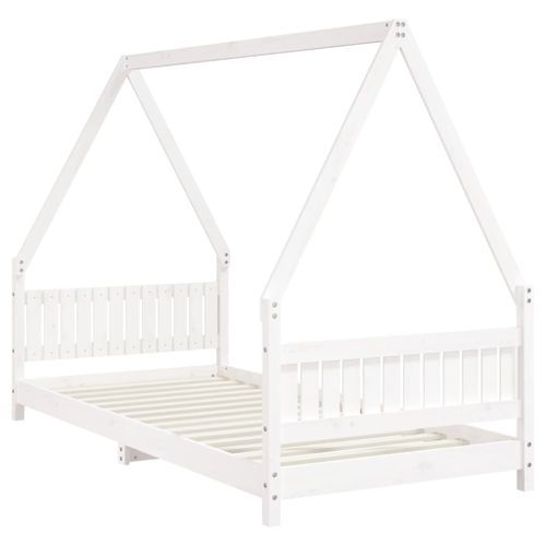 Cadre de lit pour enfants blanc 90x200 cm bois de pin massif - Photo n°3; ?>