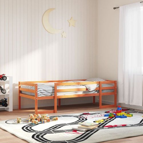 Cadre de lit pour enfants brun cire 80x200cm bois de pin massif - Photo n°3; ?>