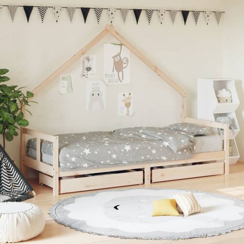 Cadre de lit pour enfants gris 80x200 cm bois de pin massif - Photo n°2; ?>