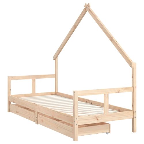 Cadre de lit pour enfants gris 80x200 cm bois de pin massif - Photo n°3; ?>