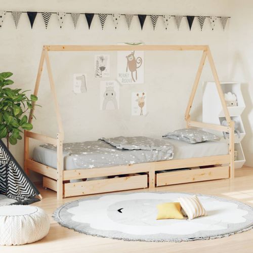 Cadre de lit pour enfants gris 80x200 cm bois de pin massif - Photo n°2; ?>