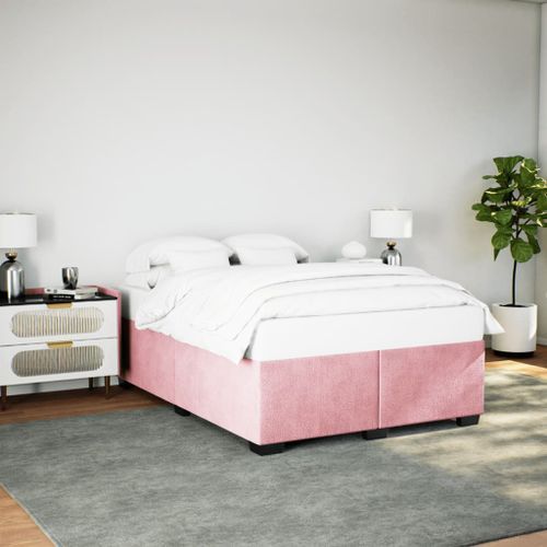 Cadre de lit Rose 140x190 cm Velours - Photo n°3; ?>