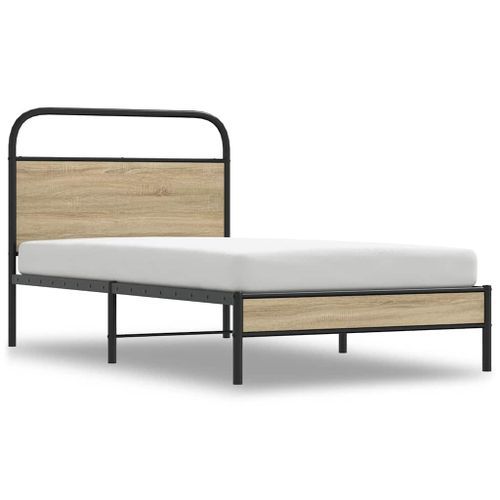 Cadre de lit sans matelas 100x190 cm chêne fumé bois ingénierie - Photo n°2; ?>