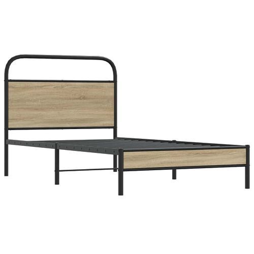 Cadre de lit sans matelas 100x190 cm chêne fumé bois ingénierie - Photo n°3; ?>