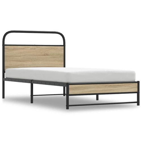 Cadre de lit sans matelas 100x190 cm chêne fumé bois ingénierie - Photo n°2; ?>