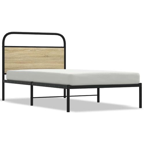 Cadre de lit sans matelas 100x190 cm chêne sonoma - Photo n°2; ?>