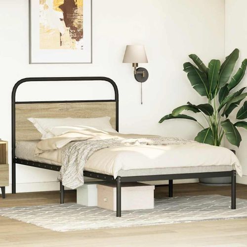 Cadre de lit sans matelas 100x190 cm chêne sonoma - Photo n°3; ?>