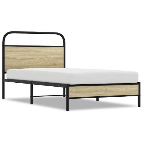 Cadre de lit sans matelas 100x190 cm chêne sonoma - Photo n°2; ?>