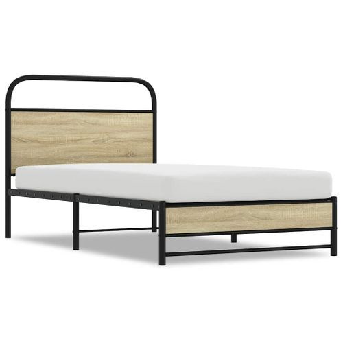 Cadre de lit sans matelas 100x190 cm chêne sonoma - Photo n°2; ?>