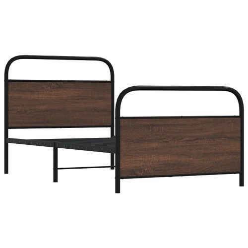 Cadre de lit sans matelas 107x203 cm chêne marron - Photo n°3; ?>