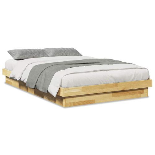 Cadre de lit sans matelas 120x190 cm bois massif de chêne - Photo n°2; ?>