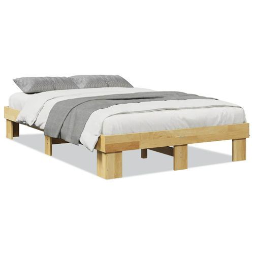 Cadre de lit sans matelas 120x190 cm bois massif de chêne - Photo n°2; ?>