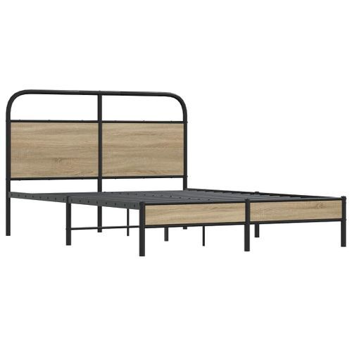 Cadre de lit sans matelas 120x190 cm chêne fumé bois ingénierie - Photo n°3; ?>