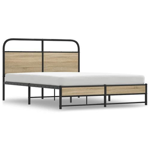 Cadre de lit sans matelas 120x190 cm chêne fumé bois ingénierie - Photo n°2; ?>