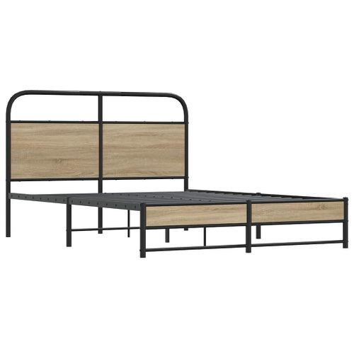 Cadre de lit sans matelas 120x190 cm chêne fumé bois ingénierie - Photo n°3; ?>