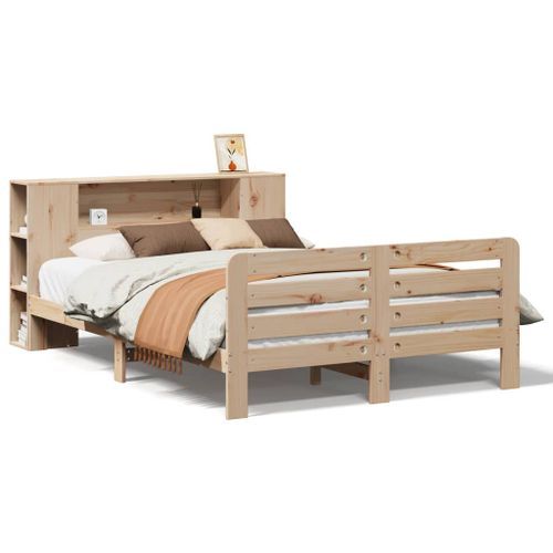 Cadre de lit sans matelas 135x190 cm bois de pin massif - Photo n°2; ?>