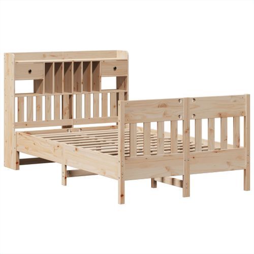 Cadre de lit sans matelas 135x190 cm bois de pin massif - Photo n°3; ?>