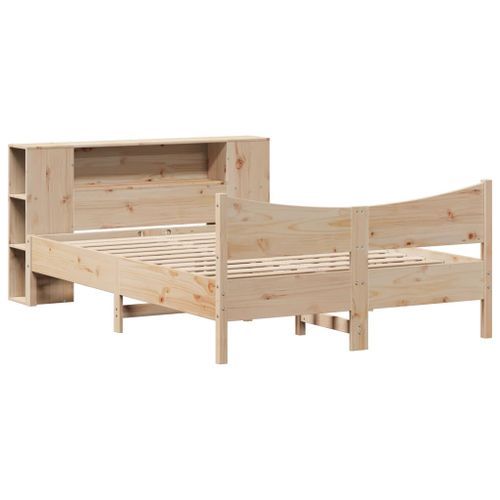 Cadre de lit sans matelas 135x190 cm bois de pin massif - Photo n°3; ?>