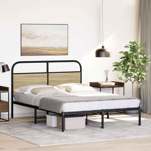 Cadre de lit sans matelas 135x190 cm chêne sonoma - Photo n°3; ?>