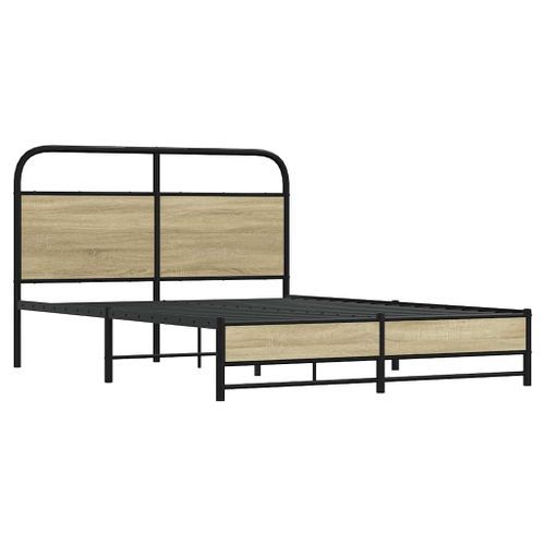 Cadre de lit sans matelas 135x190 cm chêne sonoma - Photo n°3; ?>