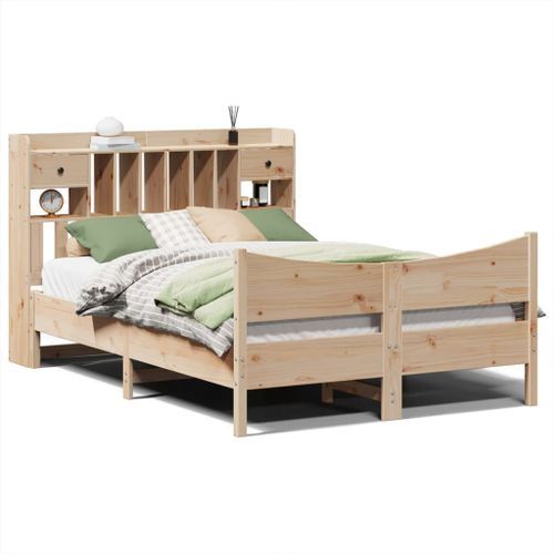 Cadre de lit sans matelas 140x190 cm bois de pin massif - Photo n°2; ?>