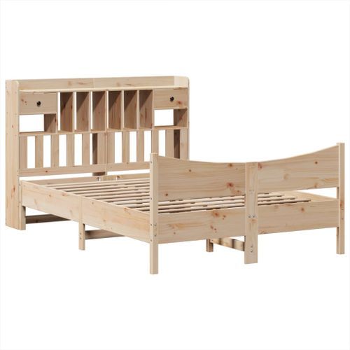 Cadre de lit sans matelas 140x190 cm bois de pin massif - Photo n°3; ?>