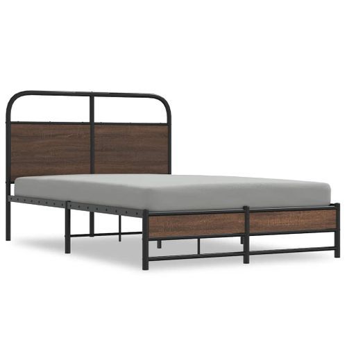 Cadre de lit sans matelas 140x190 cm chêne marron - Photo n°2; ?>