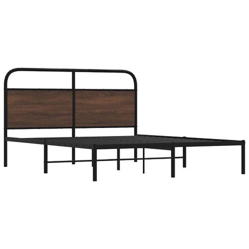 Cadre de lit sans matelas 150x200 cm chêne marron - Photo n°3; ?>