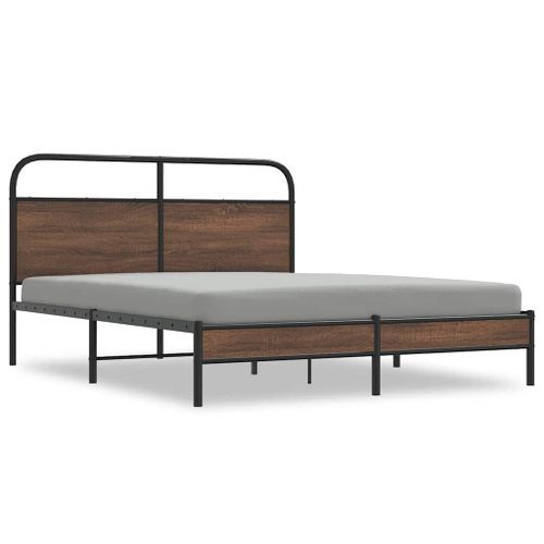 Cadre de lit sans matelas 150x200 cm chêne marron - Photo n°2; ?>