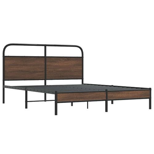 Cadre de lit sans matelas 150x200 cm chêne marron - Photo n°3; ?>