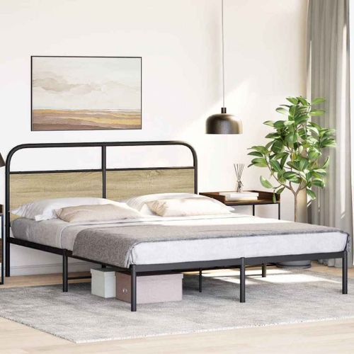 Cadre de lit sans matelas 150x200 cm chêne sonoma - Photo n°3; ?>