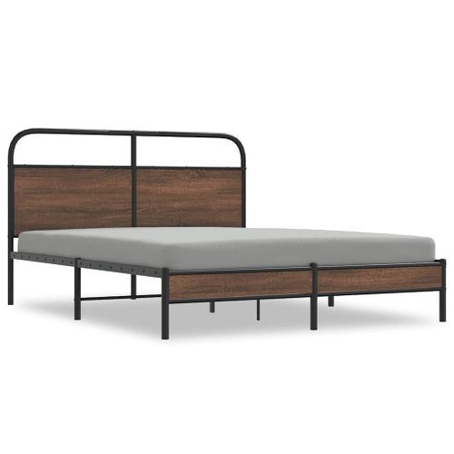 Cadre de lit sans matelas 160x200 cm chêne marron - Photo n°2; ?>