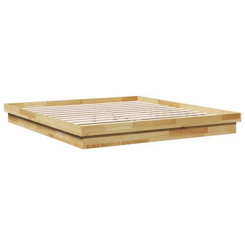 Cadre de lit sans matelas 200 x 200 cm en bois massif de chêne - Photo n°3; ?>